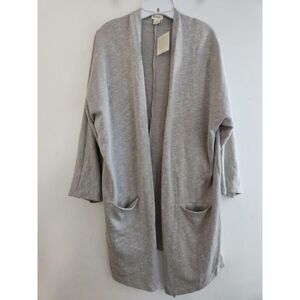 NWT DONNI by Anthropologie Taupe Grey Ribbed Long Cardigan Sweater One Size